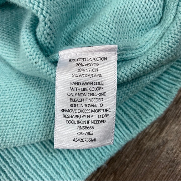 1901 Blue Shoulder Button Wool Blend Cozy Sweater - Picture 4 of 4